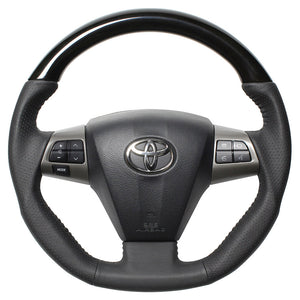 REAL ORIGINAL SERIES D SHAPE BLACK WOOD BLACK STITCH STEERING WHEEL FOR TOYOTA AURIS 150 : KOUKI  E20-BKW-BK