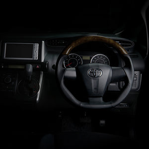 REAL ORIGINAL SERIES D SHAPE BLACK WOOD BLACK STITCH STEERING WHEEL FOR TOYOTA WISH 20  E20-BKW-BK