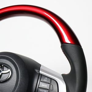 REAL ORIGINAL SERIES SOFT D SHAPE PEARL RED RED X BLACK EURO STITCH STEERING WHEEL FOR DAIHATSU MIRA TOKOT LA550S LA560S  M90-RDW-RD