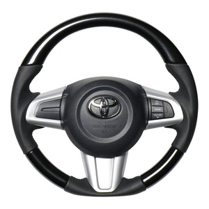 REAL ORIGINAL SERIES SOFT D SHAPE PEARL BLACK BLACK STITCH STEERING WHEEL FOR SUBARU CHIFFON LA600FS LA610F M90-BKP-BK
