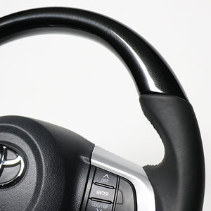 REAL ORIGINAL SERIES SOFT D SHAPE PEARL BLACK BLACK STITCH STEERING WHEEL FOR TOYOTA ROOMY 900 : ZENKI  M90-BKP-BK