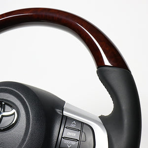 REAL ORIGINAL SERIES SOFT D SHAPE BROWN WOOD BLACK STITCH STEERING WHEEL FOR DAIHATSU THOR 900 : ZENKI  M90-BRW-BK