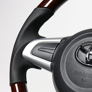 REAL ORIGINAL SERIES SOFT D SHAPE BROWN WOOD BLACK STITCH STEERING WHEEL FOR SUBARU JUSTY 900 : ZENKI  M90-BRW-BK