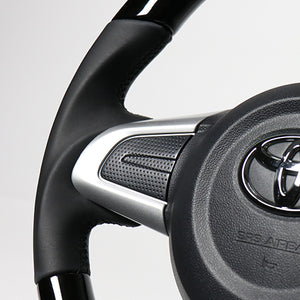 REAL ORIGINAL SERIES SOFT D SHAPE BLACK WOOD BLACK STITCH STEERING WHEEL FOR SUBARU JUSTY 900 : ZENKI  M90-BKW-BK
