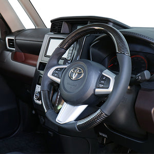 REAL ORIGINAL SERIES SOFT D SHAPE BLACK CARBON BLACK STITCH STEERING WHEEL FOR DAIHATSU THOR 900 : ZENKI  M90-BKC-BK