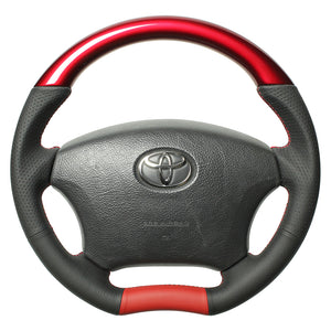 REAL ORIGINAL SERIES C SHAPE PEARL RED RED X BLACK EURO STITCH STEERING WHEEL FOR TOYOTA IPSUM 20 : KOUKI  H200-RDW-RD