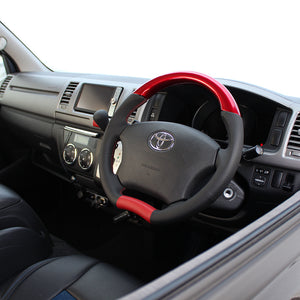 REAL ORIGINAL SERIES C SHAPE PEARL RED RED X BLACK EURO STITCH STEERING WHEEL FOR TOYOTA HILUX SURF 210  H200-RDW-RD
