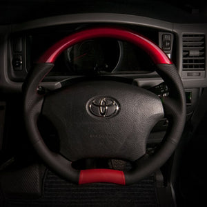 REAL ORIGINAL SERIES C SHAPE PEARL RED RED X BLACK EURO STITCH STEERING WHEEL FOR TOYOTA LAND CRUISER PRADO 120  H200-RDW-RD