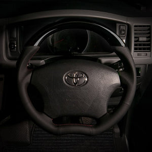 REAL ORIGINAL SERIES C SHAPE PIANO BLACK RED X BLACK EURO STITCH STEERING WHEEL FOR TOYOTA HILUX SURF 210  H200-PBW-RD