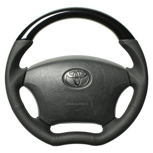 REAL ORIGINAL SERIES C SHAPE PIANO BLACK BLACK EURO STITCH STEERING WHEEL FOR TOYOTA HILUX SURF 210  H200-PBW-BK