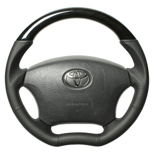 REAL ORIGINAL SERIES C SHAPE BLACK WOOD BLACK EURO STITCH STEERING WHEEL FOR TOYOTA HILUX SURF 210  H200-BKW-BK