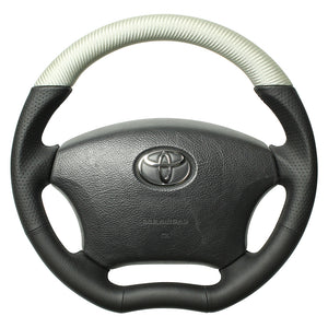 REAL ORIGINAL SERIES C SHAPE MATTE SILVER CARBON UNGLAZED BLACK EURO STITCH STEERING WHEEL FOR TOYOTA NOAH 60 : KOUKI  H200-SLC-BK