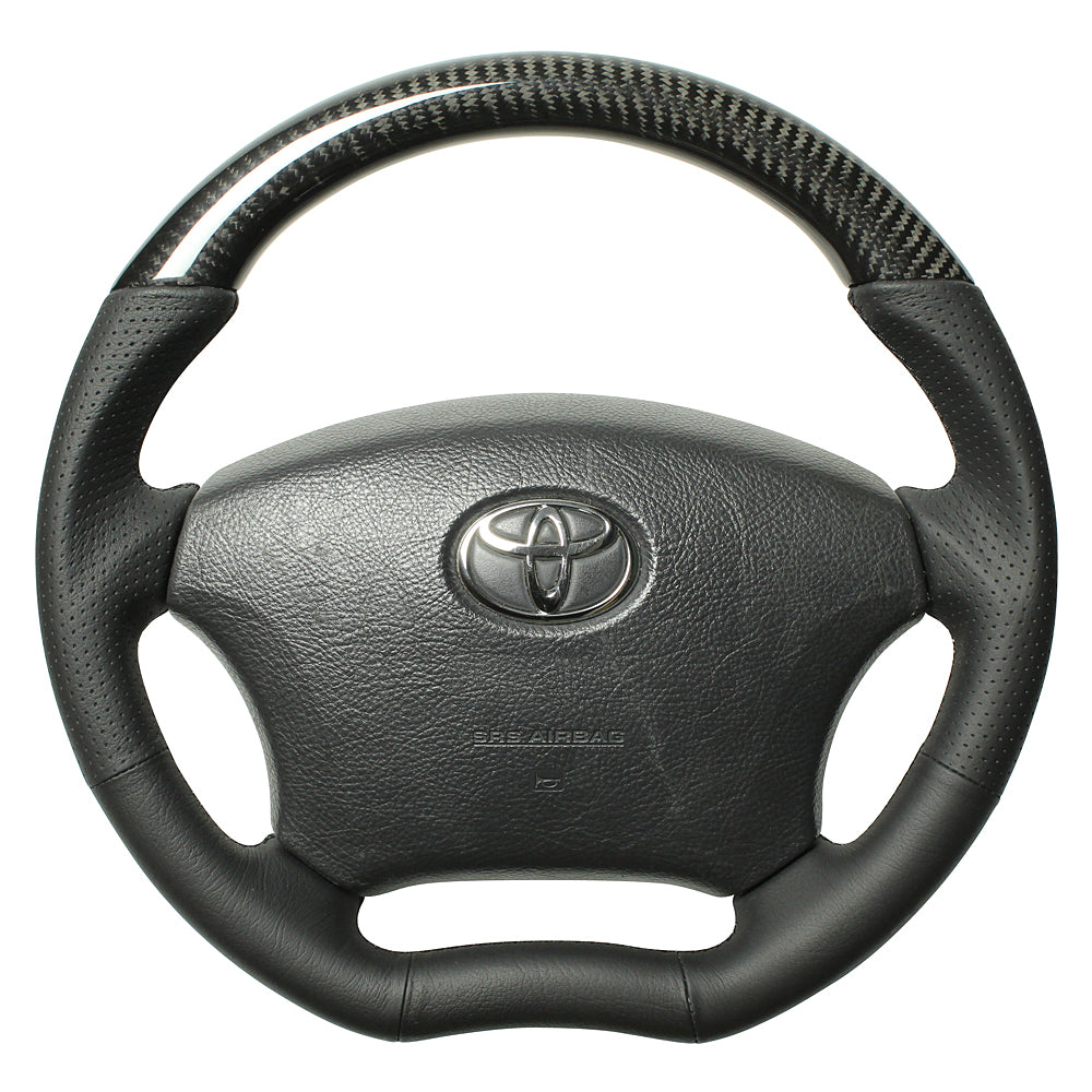 REAL ORIGINAL SERIES C SHAPE BLACK CARBON BLACK EURO STITCH STEERING WHEEL FOR TOYOTA NOAH 60 : KOUKI  H200-BKC-BK