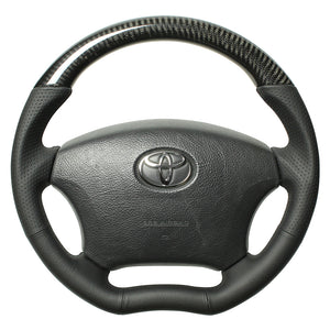 REAL ORIGINAL SERIES C SHAPE BLACK CARBON BLACK EURO STITCH STEERING WHEEL FOR TOYOTA LITEACE VAN S402  H200-BKC-BK