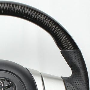 REAL ORIGINAL SERIES SOFT D SHAPE BLACK CARBON BLACK STITCH STEERING WHEEL FOR TOYOTA FJ CRUISER GSJ15W FJ-PX-BKC