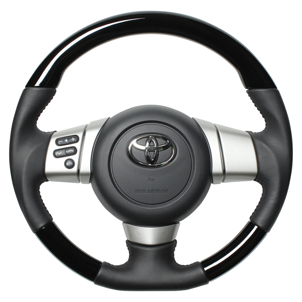 REAL ORIGINAL SERIES SOFT D SHAPE PIANO BLACK BLACK STITCH STEERING WHEEL FOR TOYOTA FJ CRUISER GSJ15W FJ-PBW-BK