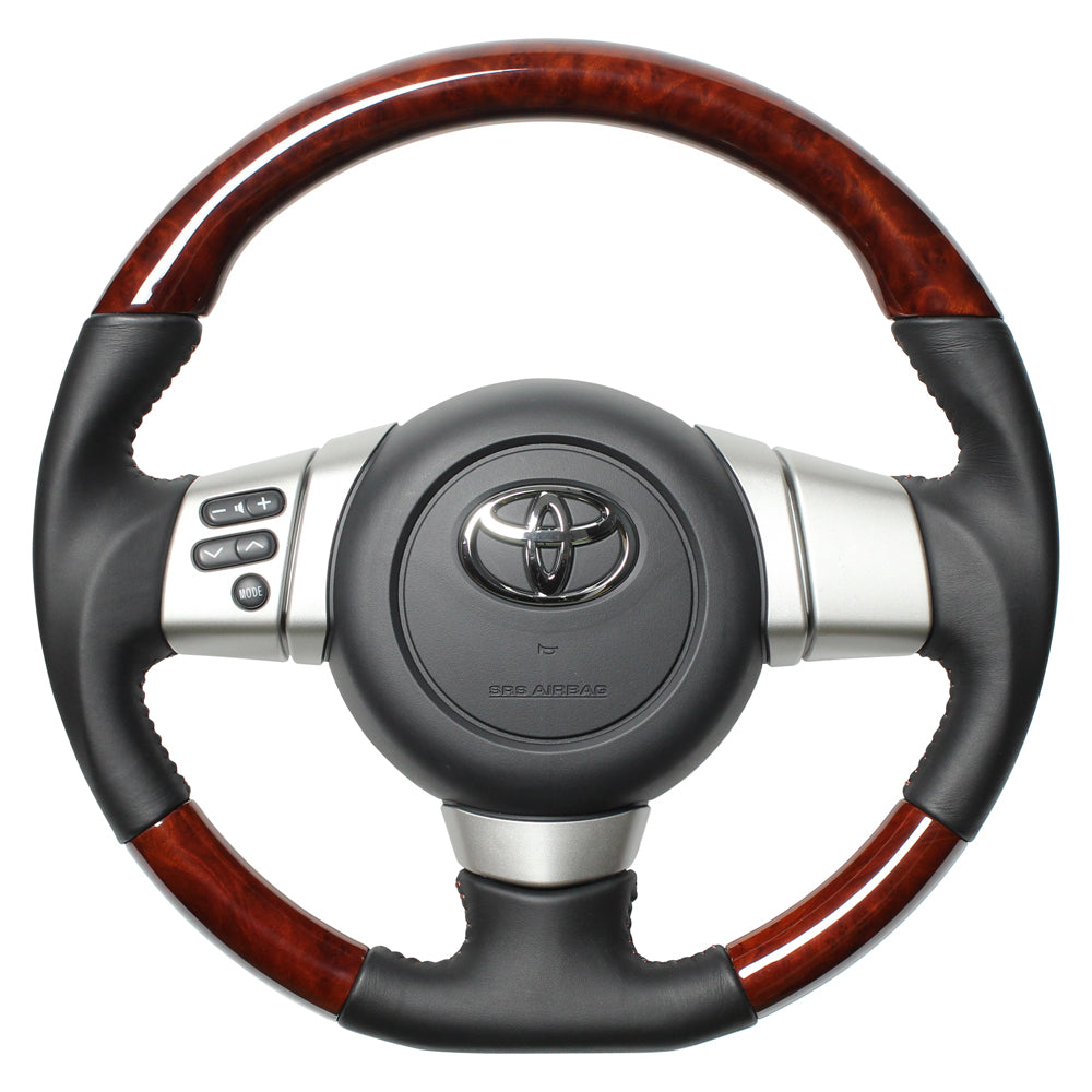 REAL ORIGINAL SERIES SOFT D SHAPE MEDIUM BROWN WOOD BROWN STITCH STEERING WHEEL FOR TOYOTA FJ CRUISER GSJ15W FJ-BRW-BR