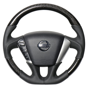REAL ORIGINAL SERIES SOFT D SHAPE BLACK CARBON BLACK EURO STITCH STEERING WHEEL FOR NISSAN MURANO Z51  NSC-BKC-BK