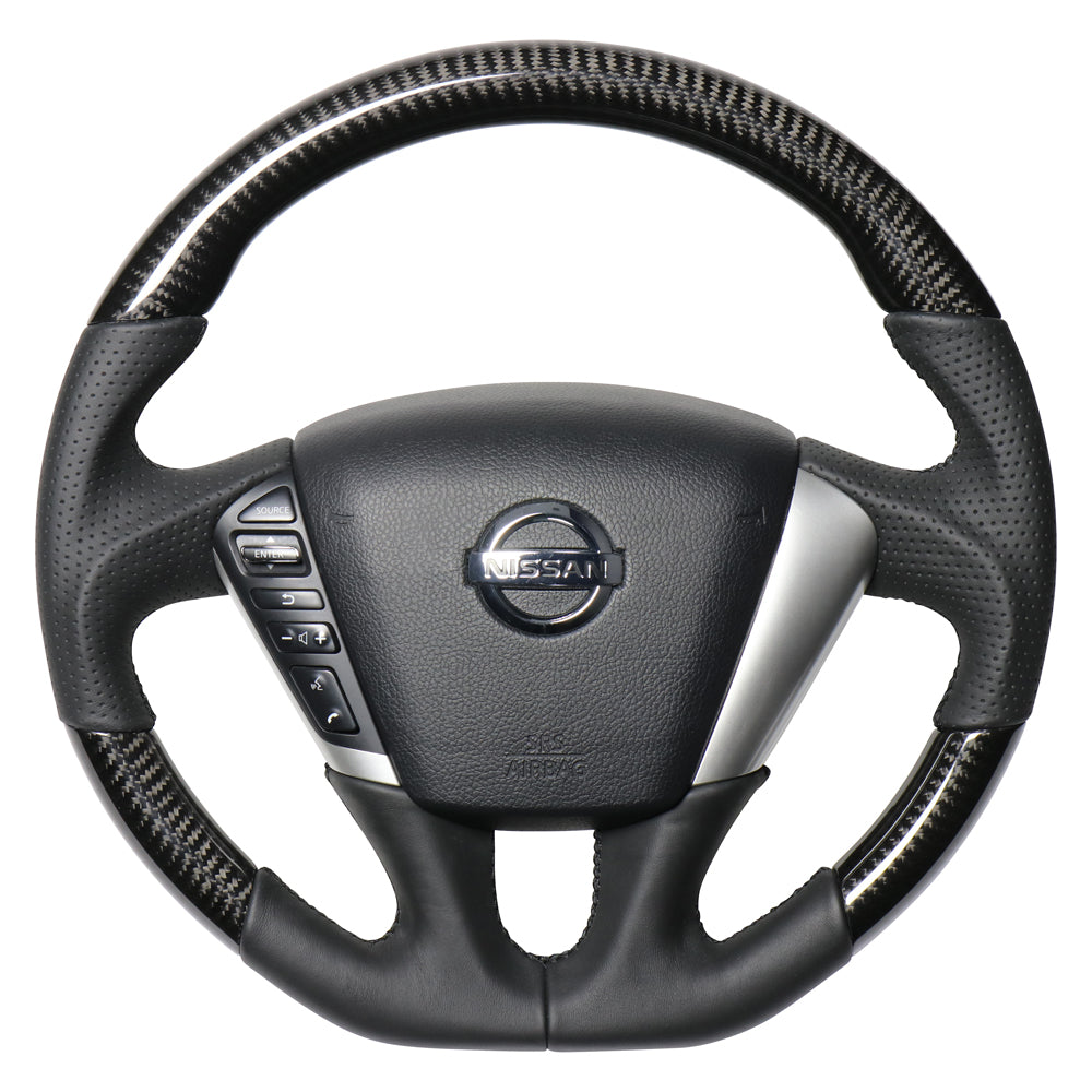 REAL ORIGINAL SERIES SOFT D SHAPE BLACK CARBON BLACK EURO STITCH STEERING WHEEL FOR NISSAN TEANA J32  NSC-BKC-BK