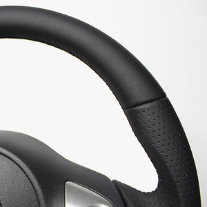 REAL ORIGINAL SERIES D SHAPE ALL LEATHER BLACK EURO STITCH STEERING WHEEL FOR NISSAN MARCH NISMO K13  NSB-LPB-BK