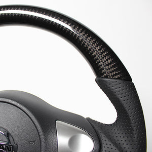 REAL ORIGINAL SERIES D SHAPE BLACK CARBON BLACK EURO STITCH STEERING WHEEL FOR NISSAN FAIRLADY Z Z34 NSB-BKC-BK