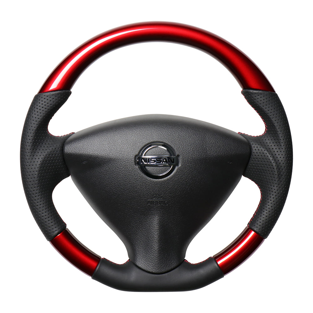 REAL ORIGINAL SERIES SOFT D SHAPE PEARL RED RED X BLACK EURO STITCH STEERING WHEEL FOR NISSAN NV350 CARAVAN E26: ZENKI  NSA-RDW-RD