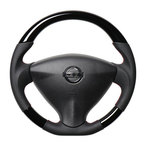 REAL ORIGINAL SERIES SOFT D SHAPE PIANO BLACK RED X BLACK EURO STITCH STEERING WHEEL FOR NISSAN SERENA C26  NSA-PBW-RD