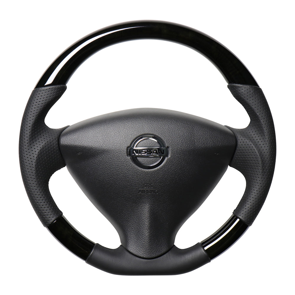 REAL ORIGINAL SERIES SOFT D SHAPE BLACK WOOD BLACK EURO STITCH STEERING WHEEL FOR NISSAN NV350 CARAVAN E26: KOUKI NSA-BKW-BK