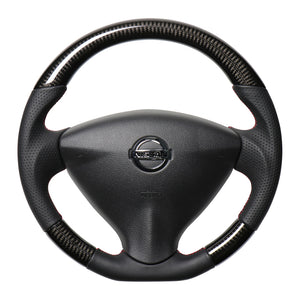 REAL ORIGINAL SERIES SOFT D SHAPE BLACK CARBON RED X BLACK EURO STITCH STEERING WHEEL FOR NISSAN NV350 CARAVAN E26: ZENKI  NSA-BKC-RD