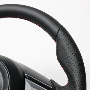 REAL ORIGINAL SERIES SOFT D SHAPE ALL LEATHER RED X BLACK EURO STITCH STEERING WHEEL FOR MAZDA DEMIO DJ: KOUKI  MZD-LPB-RD