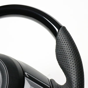 REAL ORIGINAL SERIES SOFT D SHAPE PIANO BLACK BLACK EURO STITCH STEERING WHEEL FOR MAZDA CX-8 KG  MZD-PBW-BK