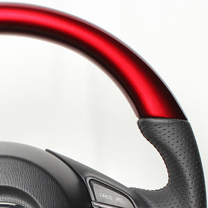 REAL ORIGINAL SERIES D SHAPE PEARL RED BLACK EURO STITCH STEERING WHEEL FOR MAZDA CX-3 DK: ZENKI  MZA-RDW-BK