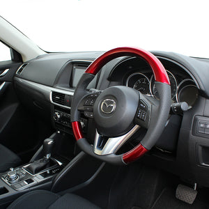 REAL ORIGINAL SERIES D SHAPE PEARL RED BLACK EURO STITCH STEERING WHEEL FOR MAZDA CX-3 DK: ZENKI  MZA-RDW-BK