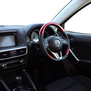 REAL ORIGINAL SERIES D SHAPE PEARL RED BLACK EURO STITCH STEERING WHEEL FOR MAZDA DEMIO DJ: ZENKI  MZA-RDW-BK