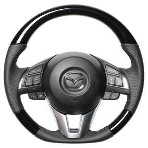REAL ORIGINAL SERIES D SHAPE PIANO BLACK BLACK EURO STITCH STEERING WHEEL FOR MAZDA DEMIO DJ: ZENKI  MZA-PBW-BK - Black Hawk Japan