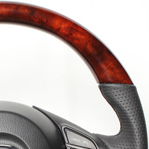 REAL ORIGINAL SERIES D SHAPE BROWN WOOD BLACK EURO STITCH STEERING WHEEL FOR MAZDA CX-3 DK: ZENKI  MZA-BRW-BK