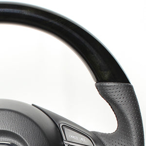 REAL ORIGINAL SERIES D SHAPE BLACK WOOD BLACK EURO STITCH STEERING WHEEL FOR MAZDA CX-3 DK: ZENKI  MZA-BKW-BK