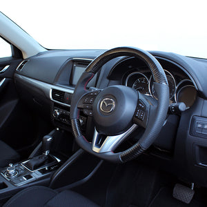 REAL ORIGINAL SERIES D SHAPE BLACK CARBON RED X BLACK EURO STITCH STEERING WHEEL FOR MAZDA CX-3 DK: ZENKI  MZA-BKC-RD