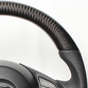 REAL ORIGINAL SERIES D SHAPE BLACK CARBON BLACK EURO STITCH STEERING WHEEL FOR MAZDA DEMIO DJ: ZENKI  MZA-BKC-BK