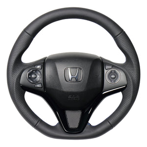 REAL ORIGINAL SERIES SOFT D SHAPE ALL LEATHER BLUE X BLACK EURO STITCH STEERING WHEEL FOR HONDA VEZEL RU1-4 JH3 JH4 HNA-LPB-BL