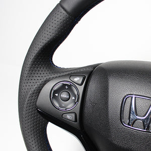 REAL ORIGINAL SERIES SOFT D SHAPE ALL LEATHER BLUE X BLACK EURO STITCH STEERING WHEEL FOR HONDA SHUTTLE GP7 8 GK8 9  HNA-LPB-BL