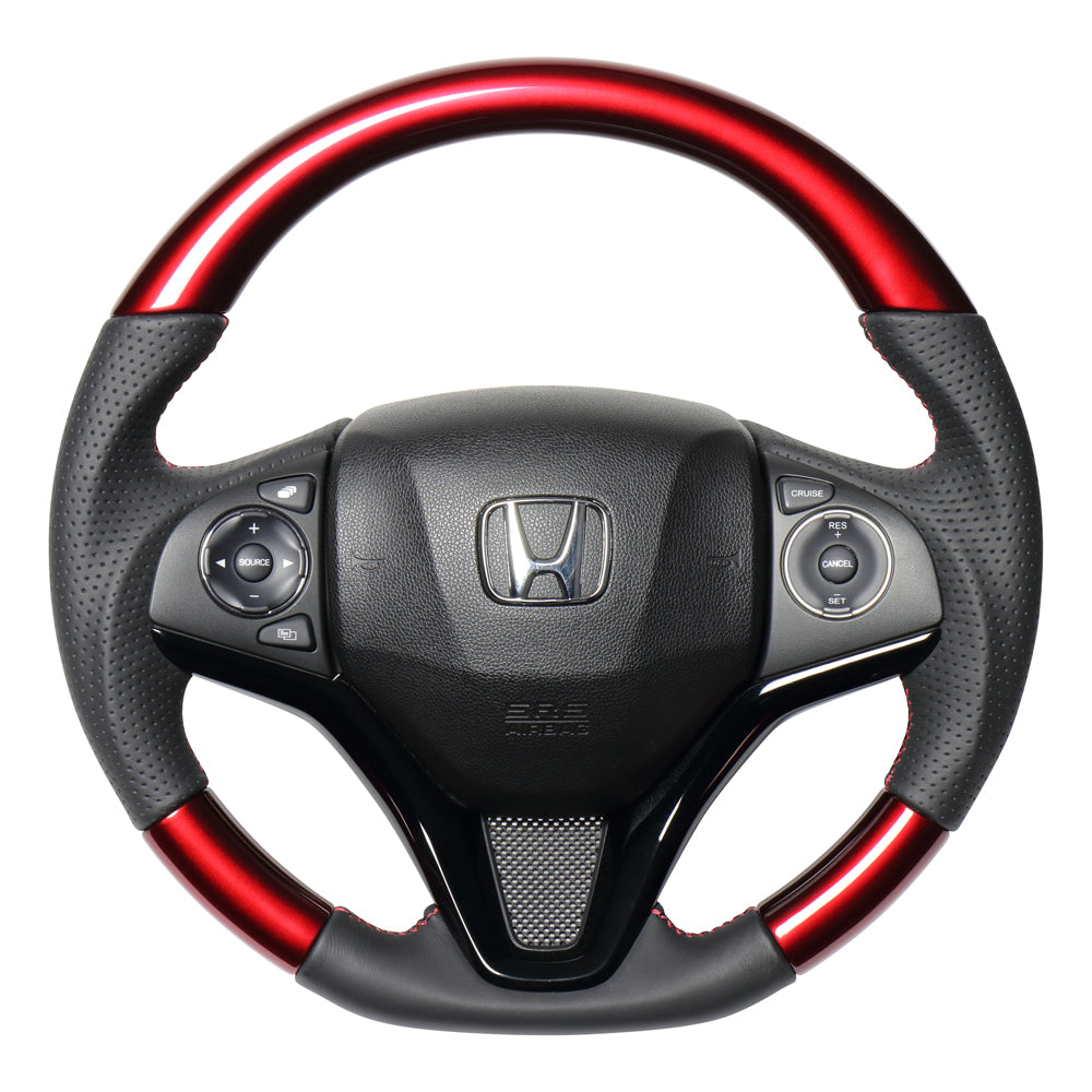 REAL ORIGINAL SERIES SOFT D SHAPE PEARL RED RED X BLACK EURO STITCH STEERING WHEEL FOR HONDA SHUTTLE GP7 8 GK8 9  HNA-RDW-RD