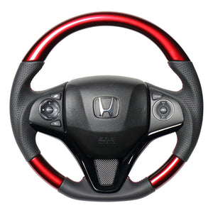 REAL ORIGINAL SERIES SOFT D SHAPE PEARL RED RED X BLACK EURO STITCH STEERING WHEEL FOR HONDA SHUTTLE GP7 8 GK8 9  HNA-RDW-RD