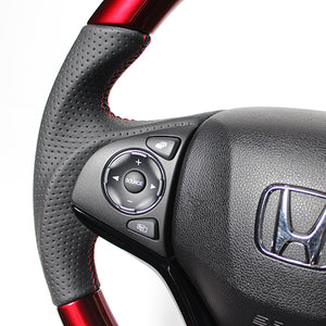 REAL ORIGINAL SERIES SOFT D SHAPE PEARL RED RED X BLACK EURO STITCH STEERING WHEEL FOR HONDA GRACE GM4-6 GM9  HNA-RDW-RD
