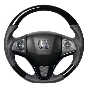 REAL ORIGINAL SERIES SOFT D SHAPE PIANO BLACK BLACK EURO STITCH STEERING WHEEL FOR HONDA GRACE GM4-6 GM9  HNA-PBW-BK