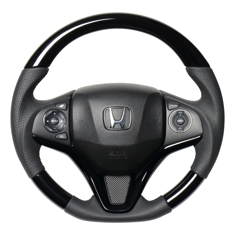REAL ORIGINAL SERIES SOFT D SHAPE PIANO BLACK BLACK EURO STITCH STEERING WHEEL FOR HONDA SHUTTLE GP7 8 GK8 9  HNA-PBW-BK