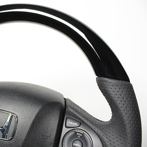 REAL ORIGINAL SERIES SOFT D SHAPE PIANO BLACK BLACK EURO STITCH STEERING WHEEL FOR HONDA GRACE GM4-6 GM9  HNA-PBW-BK