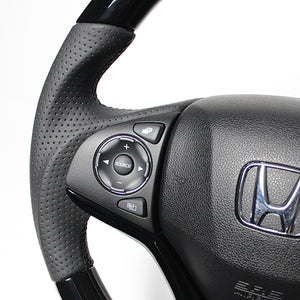 REAL ORIGINAL SERIES SOFT D SHAPE PIANO BLACK BLACK EURO STITCH STEERING WHEEL FOR HONDA GRACE GM4-6 GM9  HNA-PBW-BK