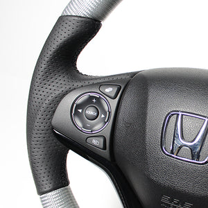 REAL ORIGINAL SERIES SOFT D SHAPE SILVER CARBON BLACK EURO STITCH STEERING WHEEL FOR HONDA VEZEL RU1-4 JH3 JH4 HNA-SLC-BK
