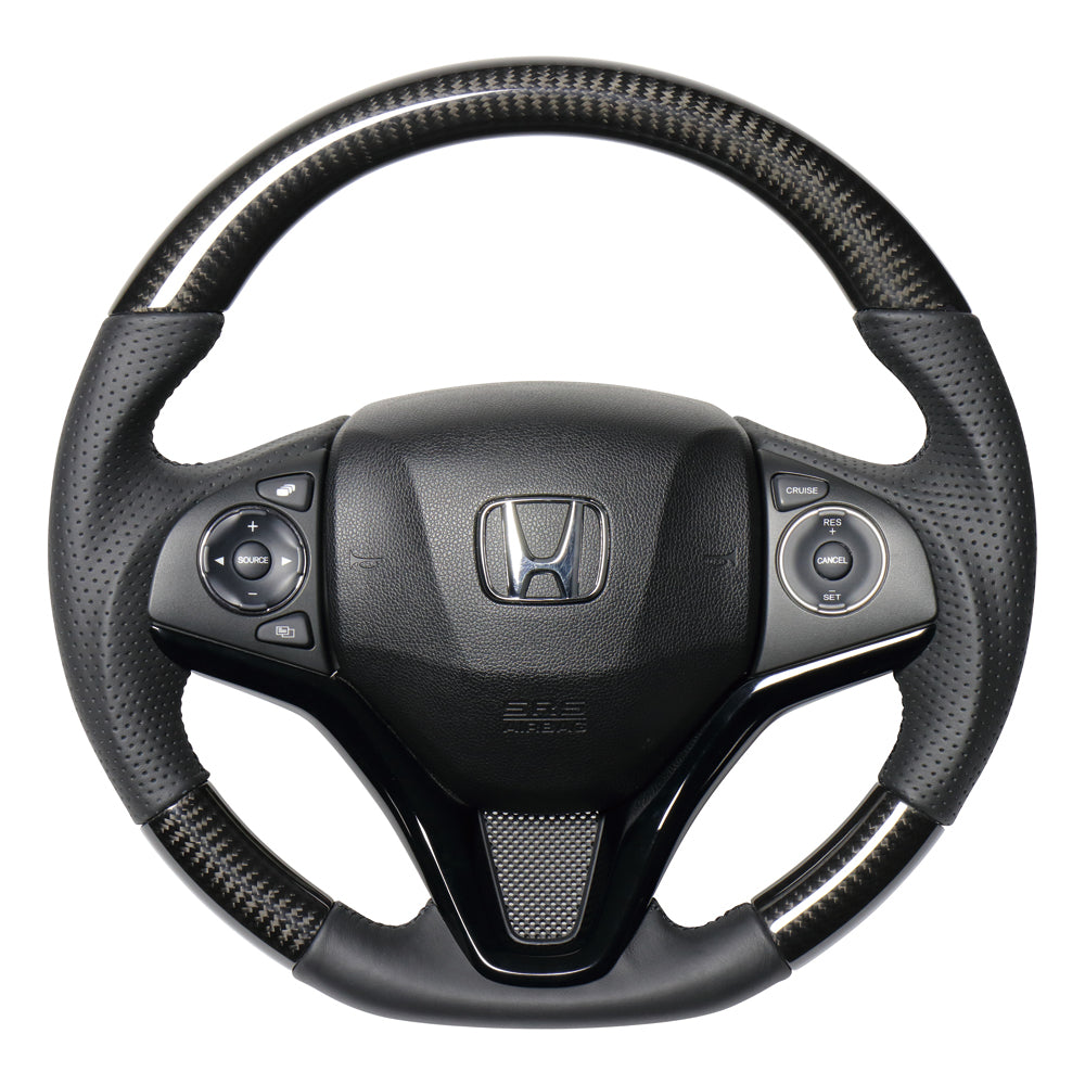 REAL ORIGINAL SERIES SOFT D SHAPE BLACK CARBON BLACK EURO STITCH STEERING WHEEL FOR HONDA SHUTTLE GP7 8 GK8 9  HNA-BKC-BK